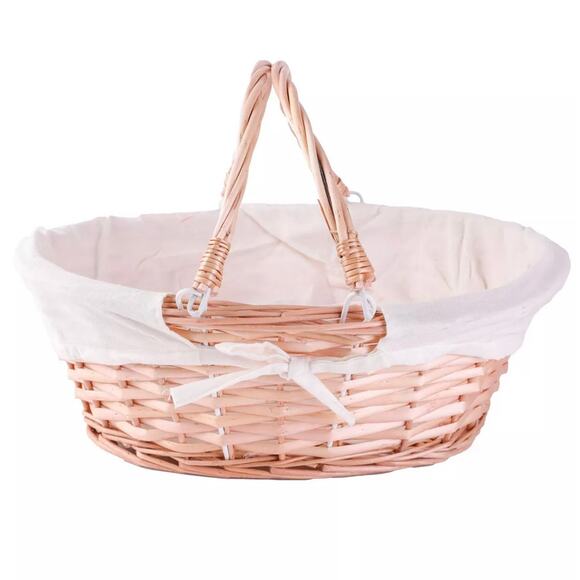 Vintiquewise Oval Willow Basket with Double Drop Down Handles - Picture 2 of 6